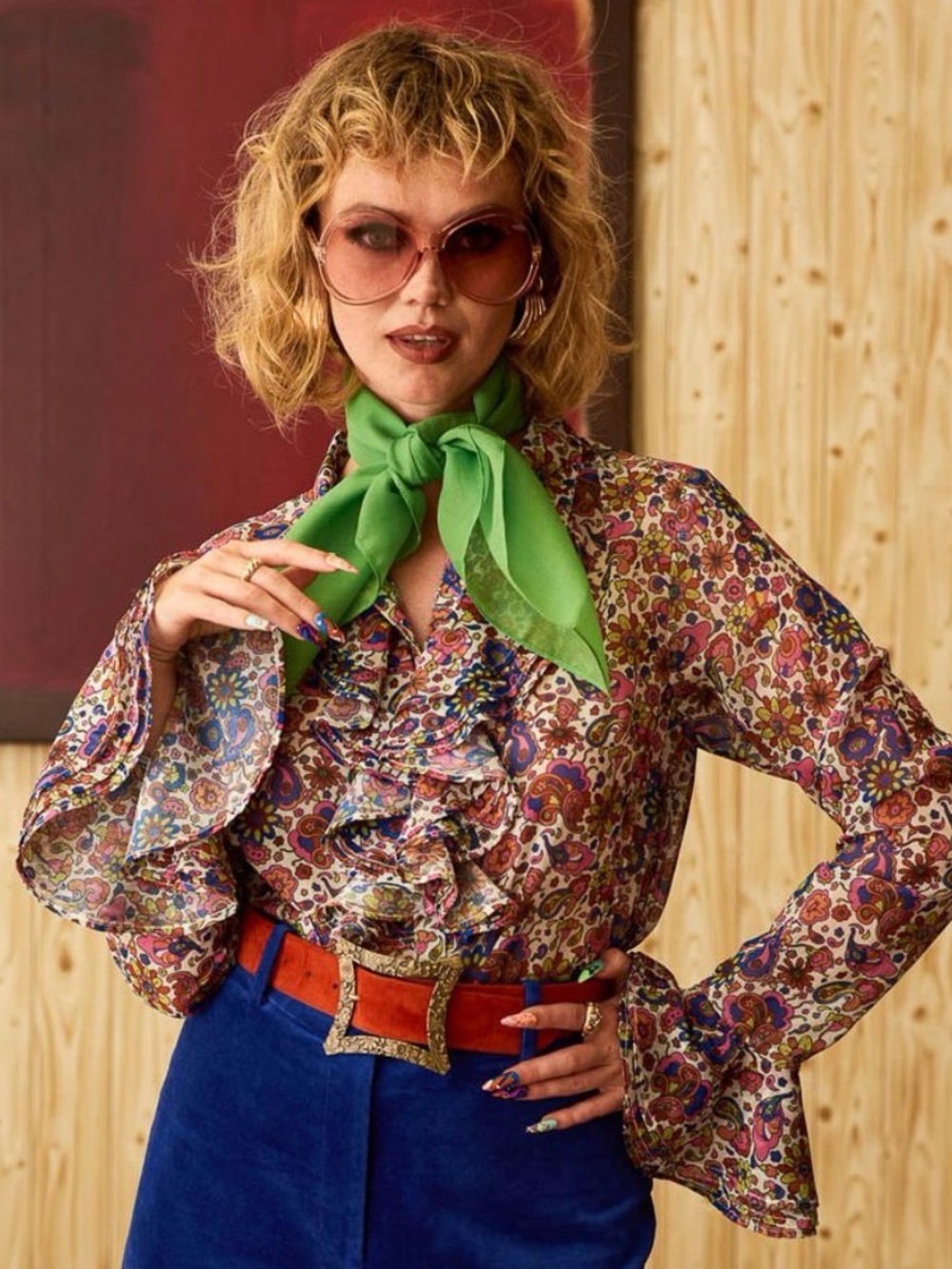 The hippie shake floral ruffle blouse